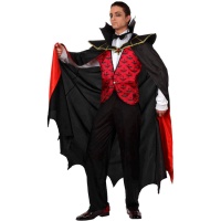 Costume de vampire pour homme avec gilet rouge vif