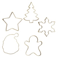 Découpoirs en or avec formes de Noël en métal - Décorer - 5 pcs.