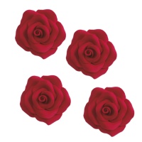 Figurines en sucre roses rouges 7 cm - Dekora - 9 unités