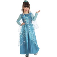 Costume de princesse de glace bleue avec flocons de neige pour filles