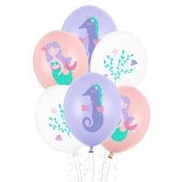 Ballons en latex sirène 30 cm - PartyDeco - 50 pcs.