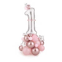 Numéro 1 bouquet de ballons rose - PartyDeco - 50 pcs.