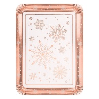 Plateau rectangulaire en carton Rose Gold Snow 25 x 34 cm - 1 pc.