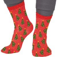 Chaussettes de Noël rouges à paillettes pour enfants - 1 paire