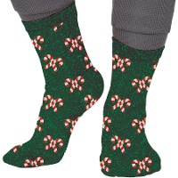 Chaussettes de Noël pour enfants à motifs de cannes et glitter - 1 paire