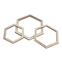Cadres hexagonaux en bois - Casasol - 3 unités