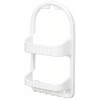 Étagère pour douche à 2 niveaux blanche avec ventouse