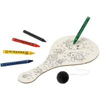 Raquette et balle à colorier avec des crayons de cire