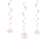 Pendentifs décoratifs floraux éléphant rose 16 cm - 3 pcs.