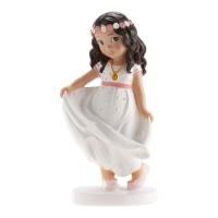 Figurine pour Mon gâteau de première communion avec diadème de fleurs - 16 cm