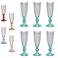 Verre à champagne de 180 ml avec points et base ambrée - 6 pièces.