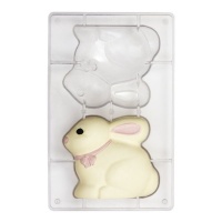 Moule à chocolat en forme de lapin 9,4 x 8 cm - Decora - 2 cavités