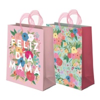 Sac cadeau Joyeuse fête des mères et fleurs 24 x 18 x 10 cm - 1 unité