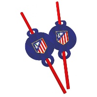 Lot de 6 pailles bleues Atlético de Madrid