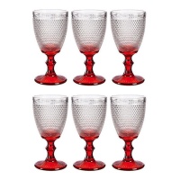 Verre à vin de 330 ml avec points rouges et base rouge - 6 unités