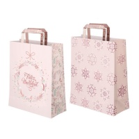 Sac cadeau de Noël rose assorti 42 x 30 x 10 cm - 1 pc.