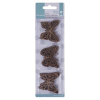 Figurines en bois de silhouettes de papillons 4 cm - Artis decor - 9 unités