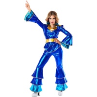 Costume de style disco bleu métallisé pour femmes