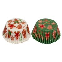 Capsules à cupcake pour figurines de Noël blanches et vertes - Decora - 36 pcs.