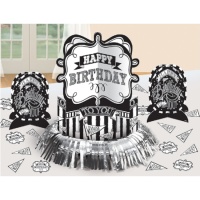 Centre de table d'anniversaire noir - 3 pcs.