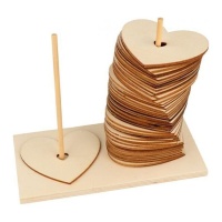 Ensemble en bois de messages en forme de coeur et base - 50 pièces