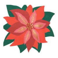 Serviettes de table avec silhouette poinsettia 14.5 x 15.5 cm - 20 pcs.