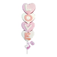 Brochette nuage coeur d'amour blanc et rose 40 g