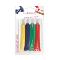 Set de 25 g de stylos décoratifs en chocolat de couleur primaire - Scrapcooking - 4 unités