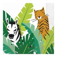 16,5 x 16,5 cm serviettes de table animaux aventure safari - 16 pcs.