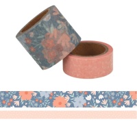 Washi tape fleurs et pois - 5 m