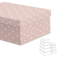 Boîte rectangulaire rose à pois - 15 pcs.