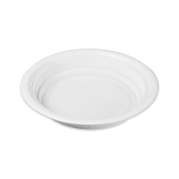 Assiettes creuses rondes en plastique blanc de 20,5 cm - 25 pcs.