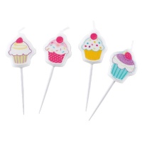 Bougies colorées pour mini cupcakes - 4 unités
