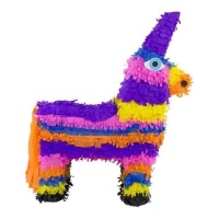 Piñata 3D en forme d'âne coloré 55 x 41 cm