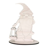 Figurine en bois de gnome avec lanterne 15 x 12 cm - Artis decor