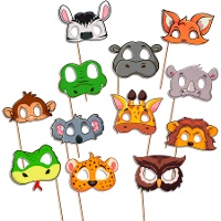 Kit pour photocall de masques d'animaux - 12 unités