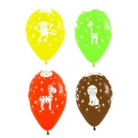 Ballons en latex animaux de la jungle 30 cm - Sempertex - 12 pcs.