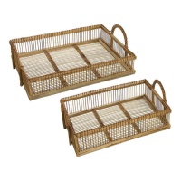 Plateau de service rectangulaire en bambou - DCasa - 2 pcs.
