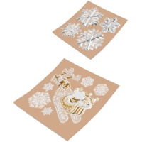 Décoration adhésive de fenêtre de Noël métallisée 18,5 x 23 cm - 1 feuille