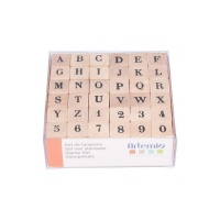 Tampons alphabet lettres majuscules et chiffres 1,4 x 3 cm - 36 unités