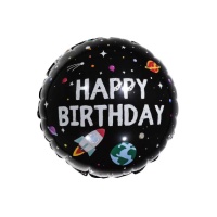 Ballon rond Happy Birthday galaxy outer galaxy 45 cm