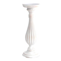 Bougeoir en bois blanc 28 cm - Dcasa