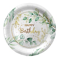 Assiettes Happy Birthday Floral de 23 cm - 6 unités