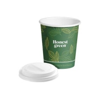 Bécher en PE vert de 200 ml avec couvercle - Honest Green - 25 pcs.