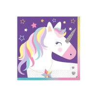 Serviettes de table Licorne Arc-en-ciel 16,5 x 16,5 cm - 16 pcs.