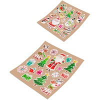 Autocollants métalliques gaufrés de Noël 18,5 x 23 cm - 1 feuille