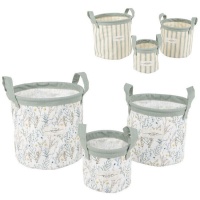 Paniers en tissu avec fleurs ou rayures rondes - 3 pcs.