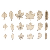 Figurines en bois feuilles d'automne assorties - 18 pcs.
