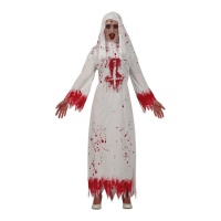 Costume de nonne blanche sanglante pour femme