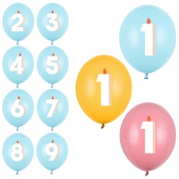 Ballons numérotés multicolores en latex 30 cm - 50 pcs.
